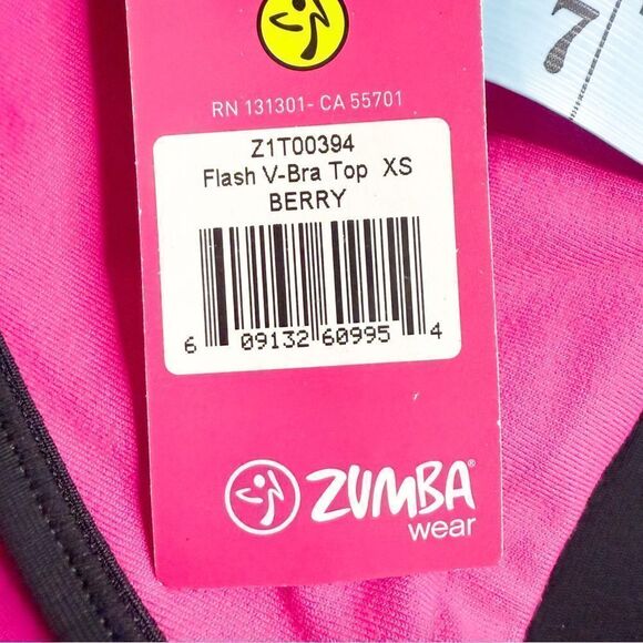 Zumba Flash V-Bra Top in Berry Pink & Black – Small & XS – New with Tags! - Picture 11 of 11